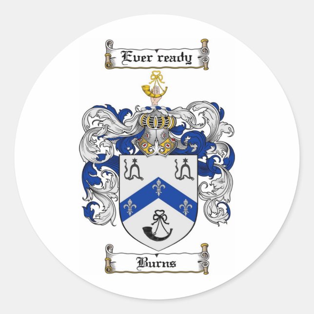 Familienwappen BURNS - RÜSTENMUSTER Runder Aufkleber (Vorderseite)