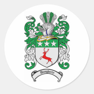 Familienwappen DER DAUGHERTY - WAFFENSCHUTZMUTTER Runder Aufkleber