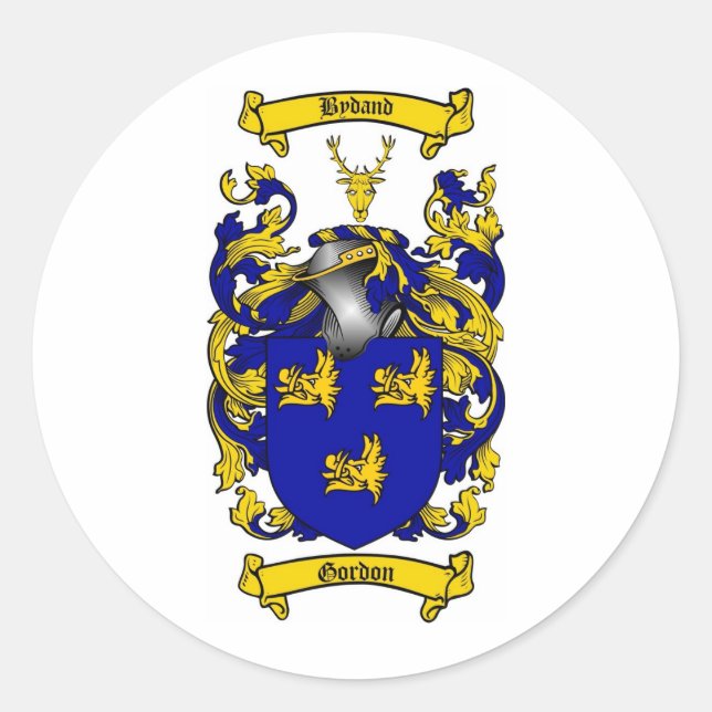 Familienwappen GORDON - WAFFENSCHUTZ VON GORDON Runder Aufkleber (Vorderseite)
