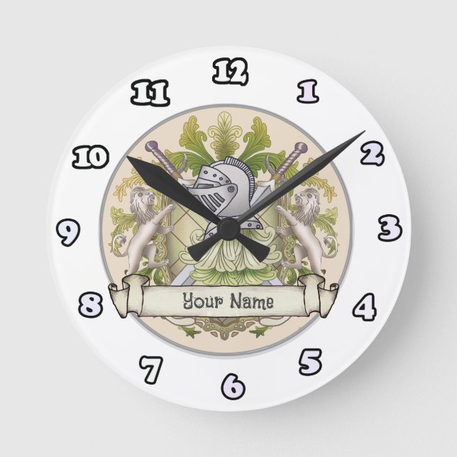 Familienwappen "Green Knight" Nachname Uhr (Vorderseite)