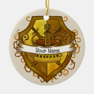 Familienwappen-Kronen-Nachname-Schmuck Keramik Ornament