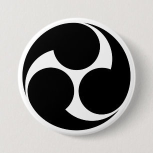 [Familienwappen] Links drehendes Mitsu-domoe Button