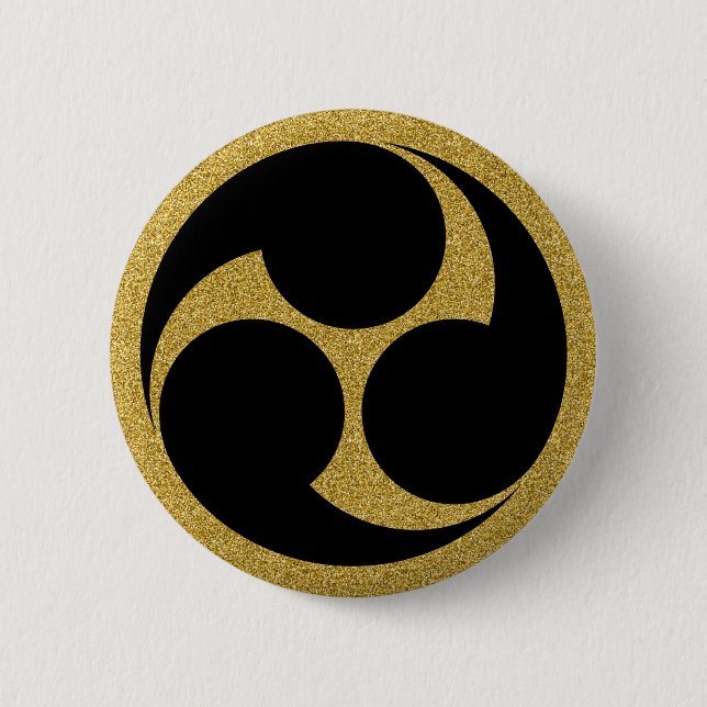 [Familienwappen] Links Mitsudomoe Button (Vorderseite)