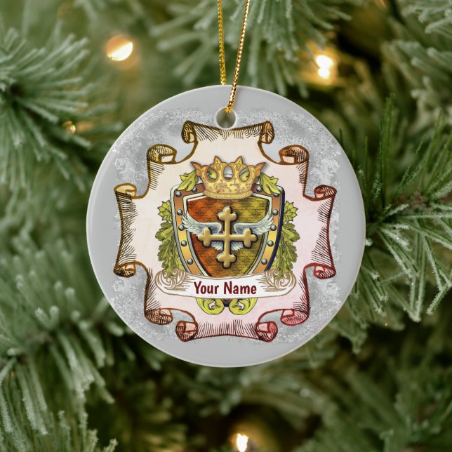 Familienwappen-Nachname-Sonderanfertigung Keramik Ornament (Baum)
