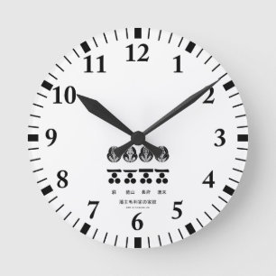 Familienwappen und Ersatzmon der Mōri-Familie Runde Wanduhr