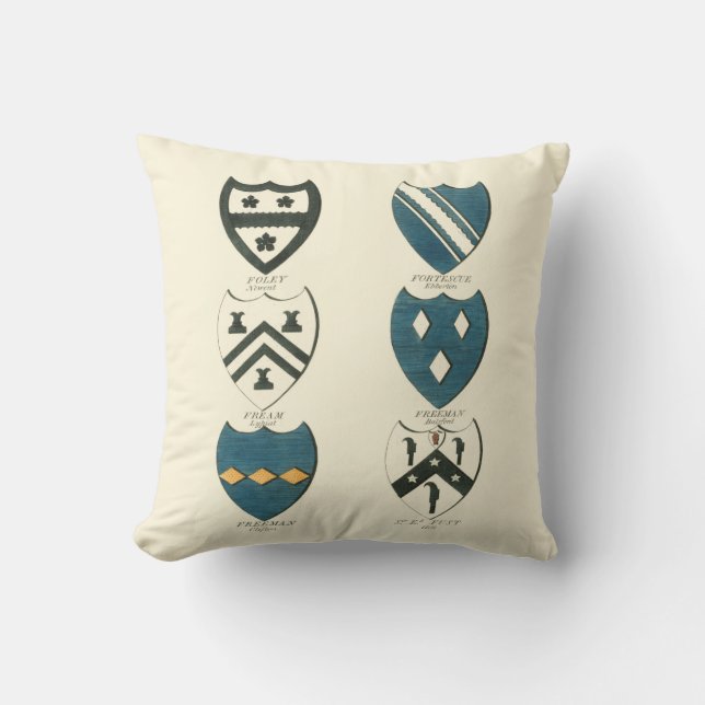 Familienwappen verschiedener englischer Häuser Kissen (Vorderseite)