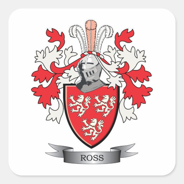 Familienwappen-Wappen Quadratischer Aufkleber (Vorderseite)