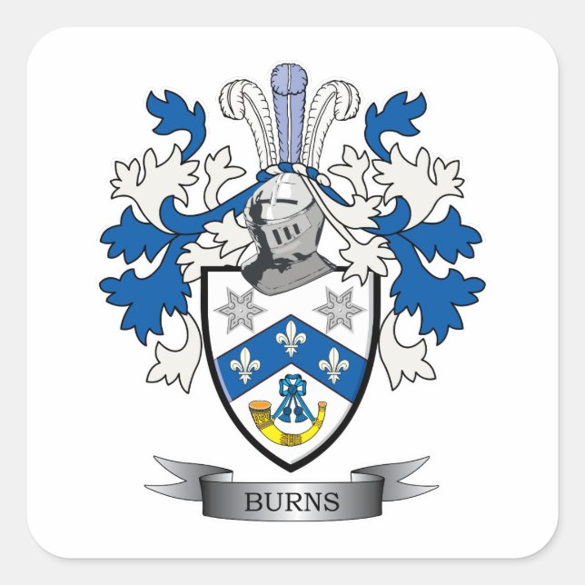 Familienwappen-Wappen Quadratischer Aufkleber (Vorderseite)