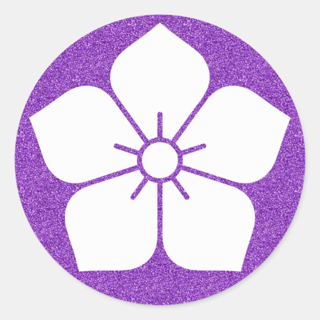 [Familienwappen] Weiße Kikyo-Blume Runder Aufkleber (Vorderseite)