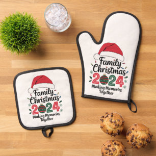 Familienweihnachten 2024 Gemeinsam Erinnerungen sc Ofenhandschuh & Topflappen-Set