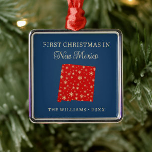 Familienweihnachten in New Mexico State Blue Ornament Aus Metall