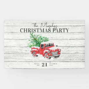 Familienweihnachten mit altem roten LKW Banner