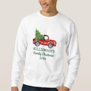 Familienweihnachten Vintage-Roter LKW Personalisie Sweatshirt