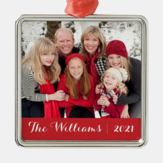 Familienweihnachtskuchen | Benutzerdefiniertes Fot Silbernes Ornament