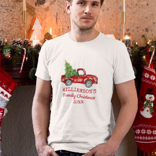 Familienweihnachtswagen Vintag Personalisiert T-Shirt