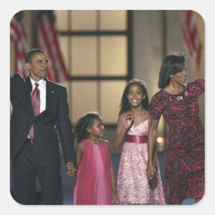 Familienwelle Barak Obama am gestern Abend von Quadratischer Aufkleber