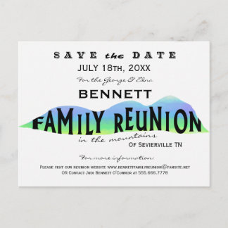 FAMILIENWIEDERSEHEN IN DEN BERGEN SAVE THE DATE ANKÜNDIGUNGSPOSTKARTE