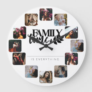 Familienzeit ist alles Personalisierte Foto Zitat Große Wanduhr