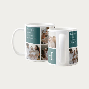 Familienzitat 8 Foto-Collage Teal Kaffeetasse