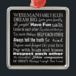 Familienzusammenstellung Nachname Personalisierter Ornament Aus Metall<br><div class="desc">Familienregeln Nachname Personalisierter Vorstandschmuck für Chalkboard-Kopfhörer</div>