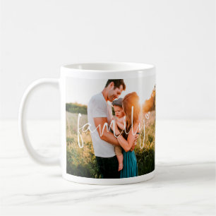Famille 2-Photo Calligraphie moderne Coeur Mug