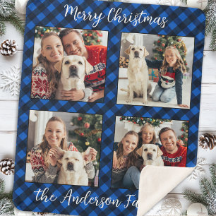 Famille 4 images personnalisées Noël Plaid