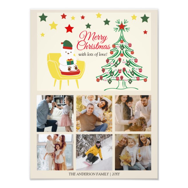 Famille 6 Photo Collage moderne Joyeux Noël (Devant)