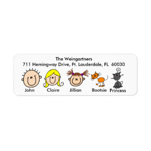 Famille avec deux étiquettes de adresse de chats