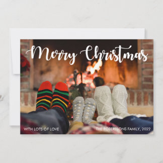 Famille avec leurs chaussettes Joyeux Carte photo 