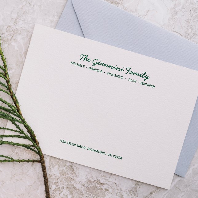 FAMILLE CARTES POUR NOTES Cursive Nom Adresse HUNT (Créateur téléchargé)