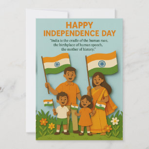 Famille célébrant la carte de l'Indépendance indie