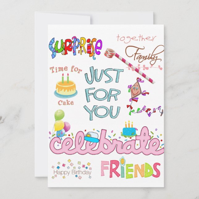 Famille d'amis Bonne invitation d'anniversaire (Devant)