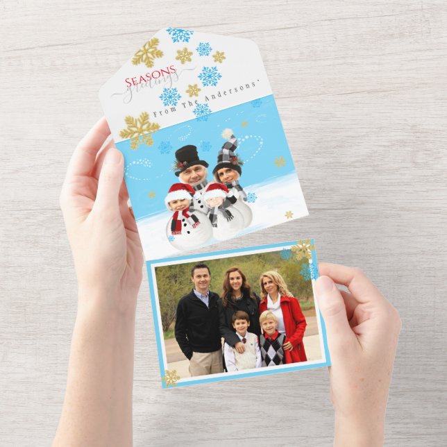Famille de 4 ajouter votre visage à une carte de b (Déchirure)