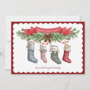 Famille de 4   Carte de vacances de Noël Stocker
