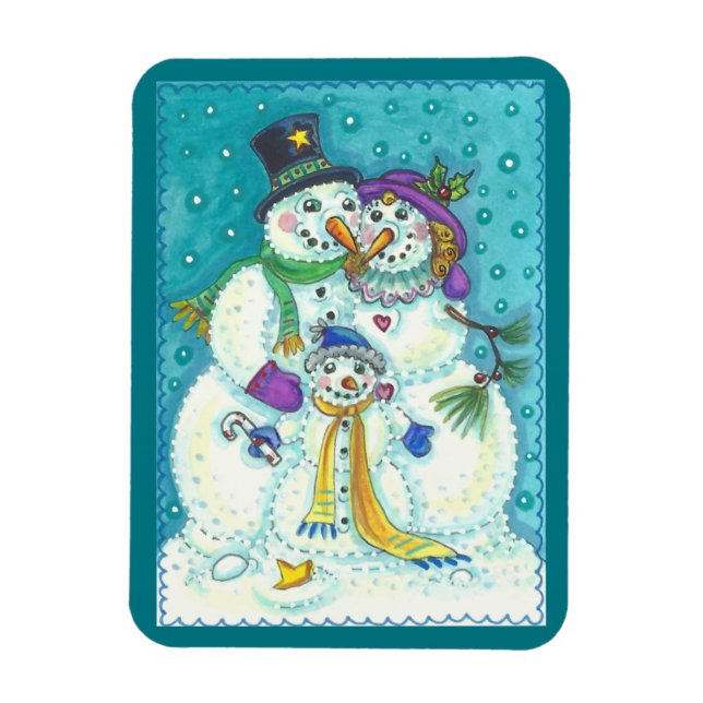 Famille de bonhomme de neige MAGNET DE NOËL (Vertical)