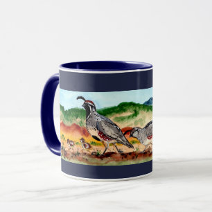 Famille de caille avec Peeps Navy Blue Mug Southwe
