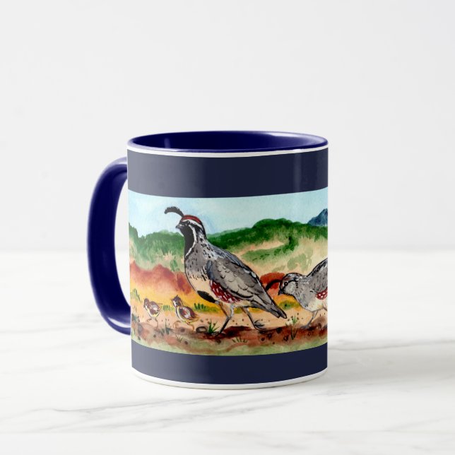 Famille de caille avec Peeps Navy Blue Mug Southwe (Devant gauche)
