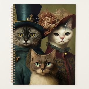 Famille de chats Whimsical en vêtements fantaisie