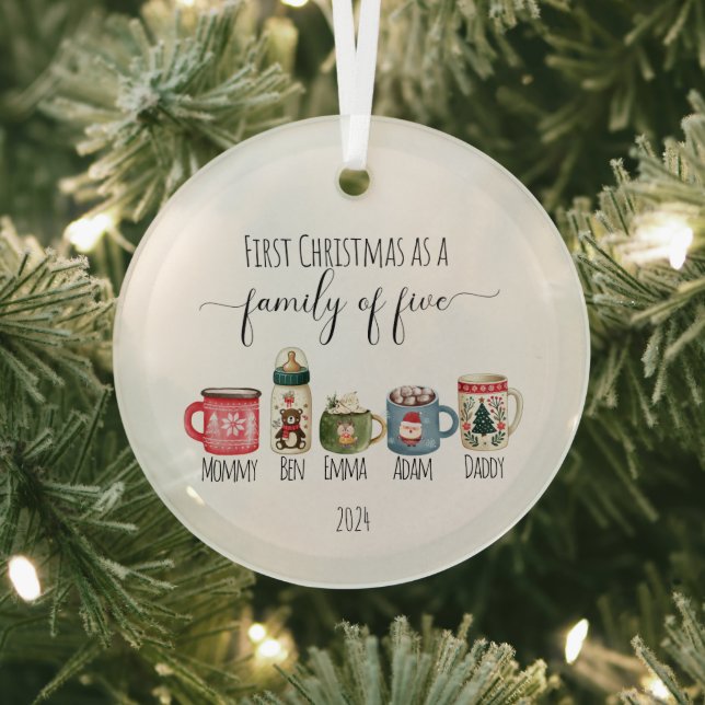 Famille de cinq ornement en verre de Noël (Insitu)