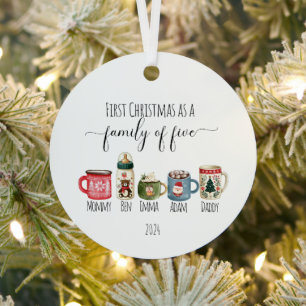 Famille de cinq ornement métallique de Noël