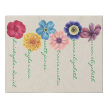 Famille de fleurs (6 noms) Toile Imprimer