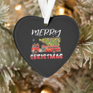 Famille de Noël des pompiers du camion-citerne Pin