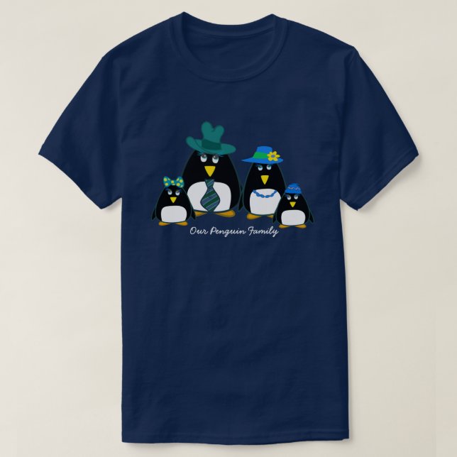 Famille de Pingouin amusant de 4 T-shirts de Noël (Design devant)