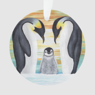 Famille de pingouin avec le pingouin de bébé