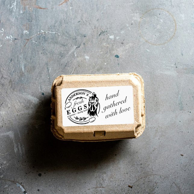 Famille de poulet ferme Oeuf Carton Étiquette (Chicken Family Farm Egg Carton Label)