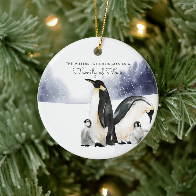 Famille de quatre ornement de Noël personnalisé (Arbre)