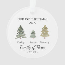 Famille de trois bébés personnalisés Premier Noël