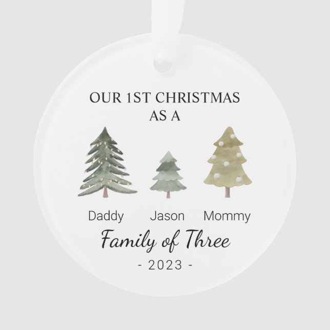 Famille de trois bébés personnalisés Premier Noël (devant)