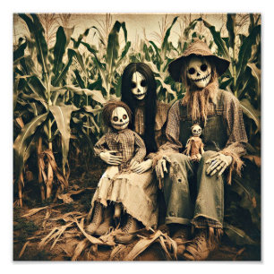 Famille déplaisant Scarecrow dans champ photo d'ho