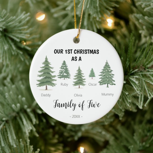Famille des cinq premiers ornements de Noël (Arbre)